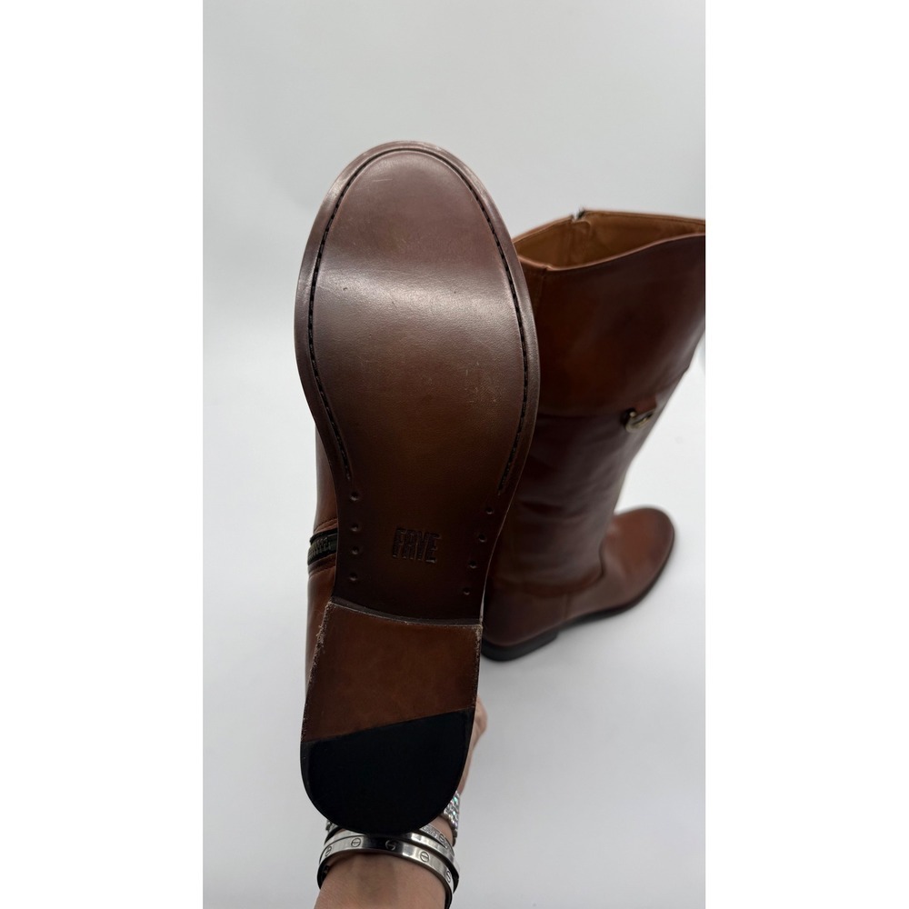 Frye Melissa D Ring Riding Boots Caramel Antique Pull Up Leather Sz 9 NWOB - Picture 7 of 11